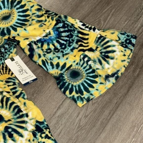 Terra & Sky Womens Boho Tie-Dye Smock Top 1X - Picture 4 of 9